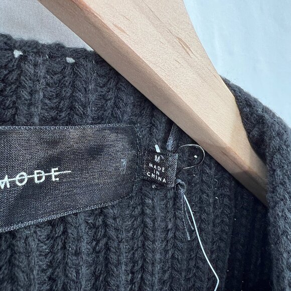NEW code x Mode black ribbed open front cardigan sweater oversized crop cozy M - Picture 8 of 11